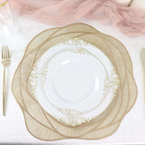 6 Pack Metallic Gold Round Vinyl Placemats, Washable Rose Flower Non Slip Dining Table Mats 15"