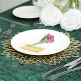 6 Pack Gold Vinyl Placemats, Decorative Floral Non-Slip Round Dining Table Mats 15"