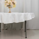 70" White Round 100% Cotton Linen Tablecloth Washable