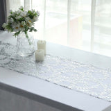 12x108inch Sparkly Silver Leaf Vine Sequin Tulle Table Runner