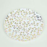 10 Pack White Round Plastic Party Plates with Gold Leaf Design#whtbkgd