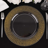 6 Pack | 13inch Clear / Gold Pearl Beaded Disposable Wedding Charger Plates