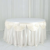 14ft Ivory Pleated Satin Double Drape Table Skirt