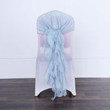 1 Set Dusty Blue Chiffon Hoods With Ruffles Willow Chiffon Chair Sashes