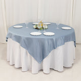 72x72inch Dusty Blue Lamour Satin Table Overlay, Square Tablecloth Topper