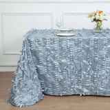 90x156inch Dusty Blue 3D Leaf Petal Taffeta Fabric Rectangle Tablecloth