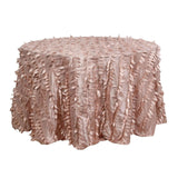 120inch Dusty Rose 3D Leaf Petal Taffeta Fabric Round Tablecloth