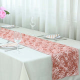 14 x108inches Dusty Rose Grandiose 3D Rosette Satin Table Runner