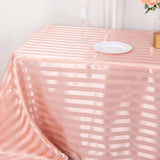 90x132inch Dusty Rose Satin Stripe Seamless Rectangular Tablecloth