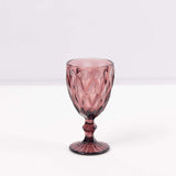 6 Pack Dusty Rose Crystal Cut Cocktail Glasses, 12oz Embossed Stemmed Wine Glasses Goblets