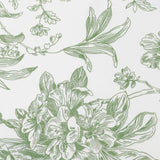 Polyester Table Runner 12x108inch White with Dusty Sage Green French Toile#whtbkgd