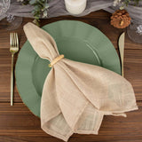 10 Pack | 11 Dusty Sage Disposable Dinner Plates With Gold Ruffled Rim, Round Plastic Party Plates