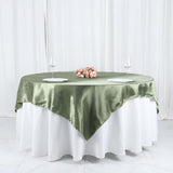 72"x72" Dusty Sage Green Satin Square Table Overlay