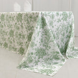 Polyester 90x132inch Rectangle Tablecloth White - Seamless Dusty Sage Green French Toile Pattern