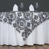 60"x60" Black Damask Flocking Square Overlay 