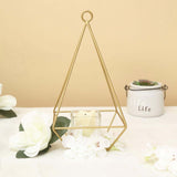 9inch Gold Metal Pyramid Shaped Tealight Candle Holders, Open Frame Geometric Flower Stand