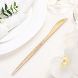 24 Pack | Gold Glittered Disposable Knives, Plastic Silverware Cutlery