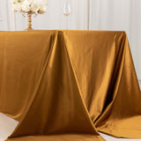 90x156inch Shimmer Gold Premium Scuba Rectangle Tablecloth, Wrinkle Free Seamless Polyester