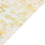 108inch Sparkly Metallic Gold Foil Thin Mesh Polyester Table Runner - 25GSM#whtbkgd