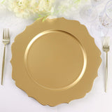 6 Pack | 13inch Metallic Gold Acrylic Charger Plates Scalloped Rim, Gold Plastic Charger Plates