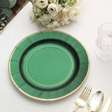 25 Pack | 10inch Hunter Emerald Green Sunray Gold Rimmed Serving Dinner Paper Plates