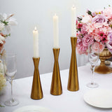 Set of 3 Nordic Hourglass Style Gold Metal Candlestick Holders, Modern European Style Taper