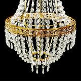 2ft Empire Style Beaded Crystal Chandelier with Gold Ornate Metal Frame, Adjustable Hanging