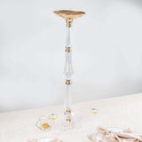 32inch Gold / Clear Acrylic Crystal Flower Bowl Pedestal Stand