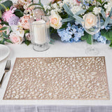 6 Pack Gold Metallic Vinyl Placemats, Floral Non-Slip Rectangle Dining Table Mats 12"x18"