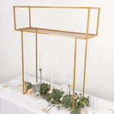 48inch Gold Heavy Duty Metal Floral Arrangement Tabletop Display Rack, Tall Rectangular Centerpiece