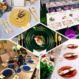 10-Pack Plastic 10inch Round Dinner Plates in Purple with Gold Leaf Embossed Rim Disposable Vintage