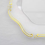 6 Pack | 13" Clear / Gold Baroque Scalloped Acrylic Plastic Charger Plates