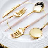 Metallic Gold Modern Silverware Set, Premium Plastic Cutlery Set With Rose Gold Handle - 8Inch