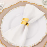 4 Pack | Shiny Gold Metal Swirl Wrap Cuff Band Napkin Rings, Decorative Scroll Serviette