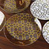 20 Pack Set | 9inch, 7inch White & Clear Geometric Gold Print Plastic Plates