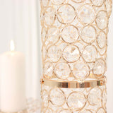 36inch Metallic Gold and Crystal Beaded Hurricane Floral Vase Centerpiece