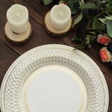 25 Pack | 10inch Gold And White Porcelain Style Vintage Disposable Plates