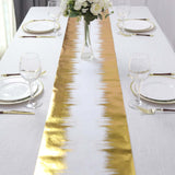 108inch Metallic Gold / White Icicle Print Non-Woven Foil Table Runner