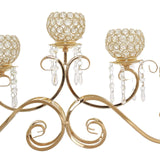 27inch 5 Arm Gold Metal Crystal Horizontal Candelabra Goblet Candle Holder Stand