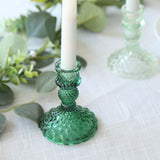 6 Pack Assorted Green Diamond Pattern Glass Pillar Votive Candle Stands