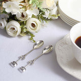 2 Pack | 4inch Silver Metal Couple Coffee Spoon Set Party Favors, Pre-Packed Wedding Souvenir Gift