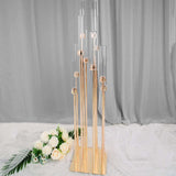 50inch Gold 10 Arm Cluster Taper Candle Holder With Clear Glass Shades Large Candle Arrangement