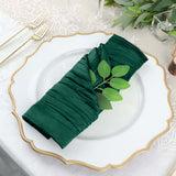 5 Pack | Hunter Emerald Green Accordion Crinkle Taffeta Dinner Napkins | 20x20Inch