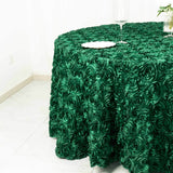 120inch Hunter Emerald Green Grandiose 3D Rosette Satin Round Tablecloth