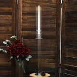 2 Pack | 26inch Tall Clear Crystal Glass Hurricane Taper Candle Holders