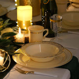 10 Pack | 10inch Très Chic Gold Rim Ivory Disposable Dinner Plates, Plastic Party Plates