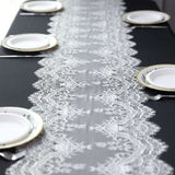 Ivory Premium Lace Fabric Table Runner, Vintage Classic Table Decor With Scalloped Frill Edges