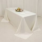 90x132inch Ivory Seamless Lamour Satin Rectangle Tablecloth for 6 Foot Table