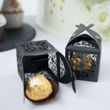 25 Pack | Black Butterfly Top Laser Cut Lace Favor Candy Gift Boxes