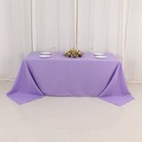 90x132inch Lavender Lilac Seamless Premium Polyester Rectangular Tablecloth 220GSM for 6 Foot Table